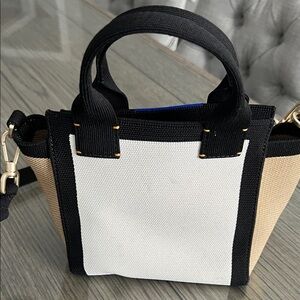Rothy's Black, White, and Tan Mini Bag
